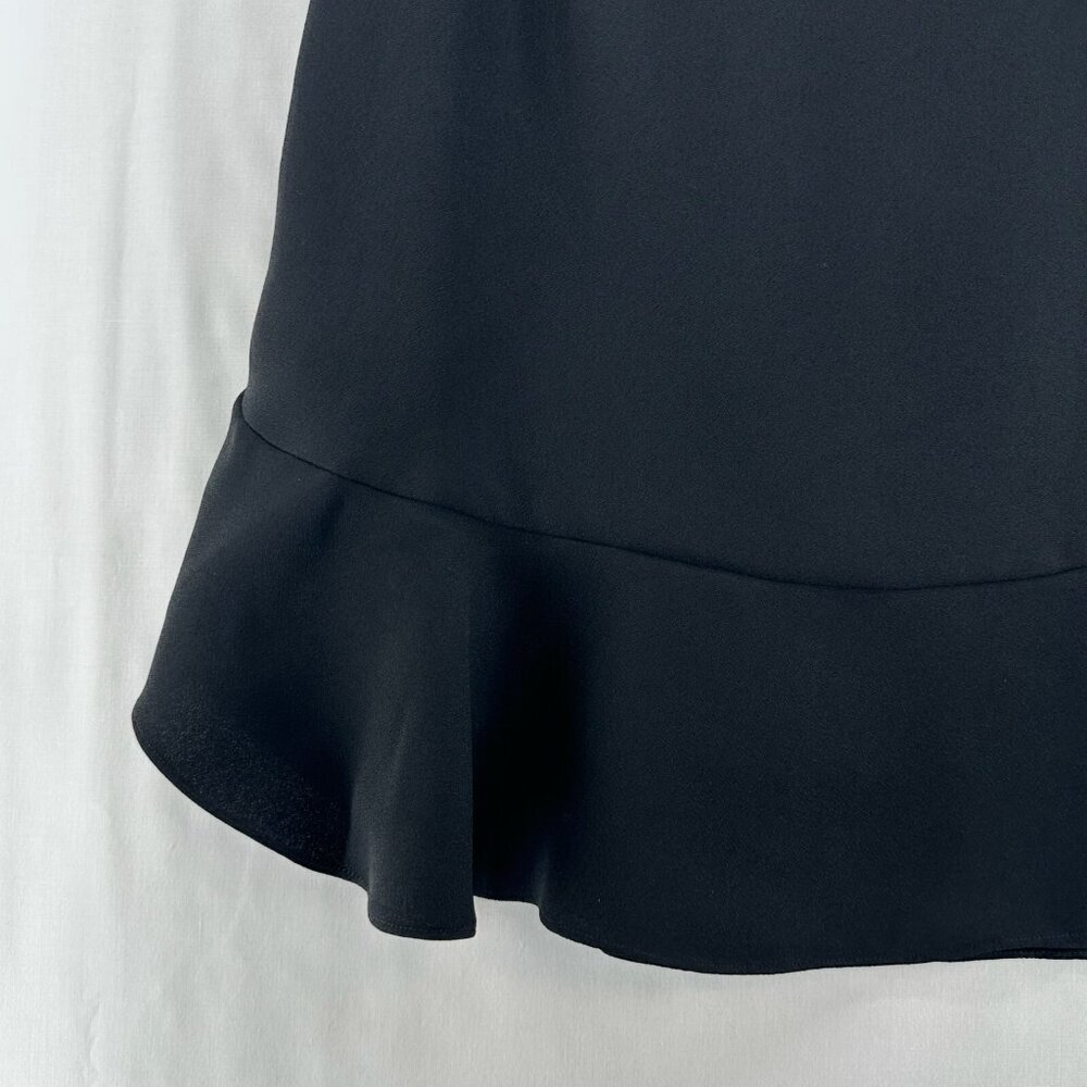 Banana Republic Flounce Mini Skirt Womens Sz 10 Back Zip Lined Ruffle Hem Black - Picture 5 of 13